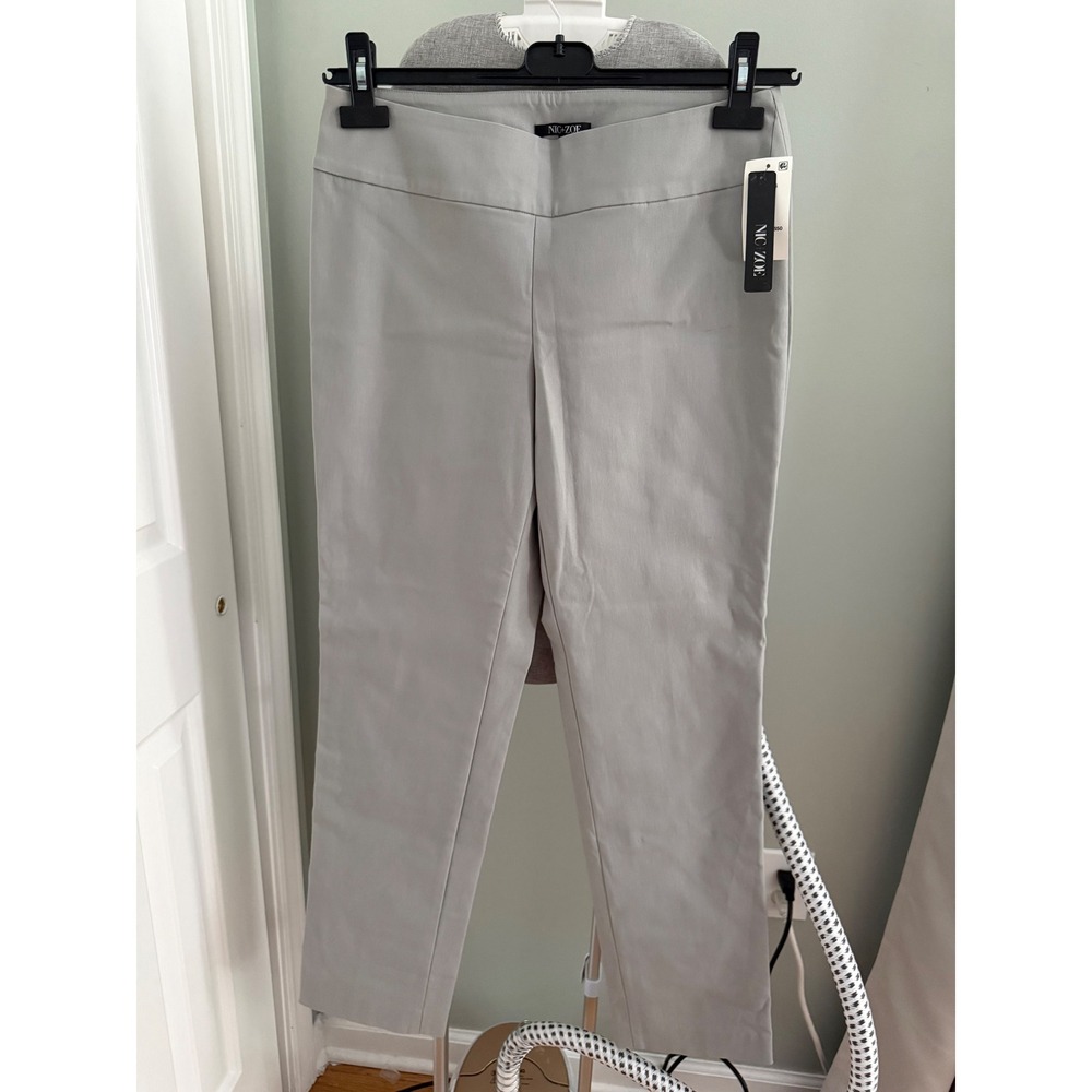 NIC+ZOE Zinc Gray Slim Straight Ankle Pants Stretch Workwear Career size 8